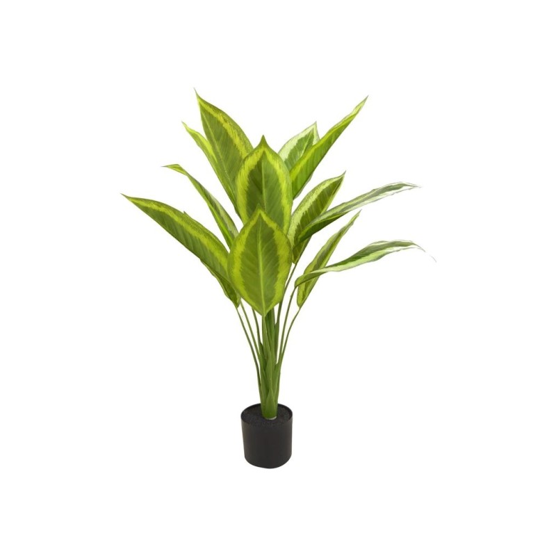 Lot de 4 - Plante artificielle calathea picturata toucher réel en pot, 90 cm - vert crème 