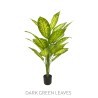Lot de 4 - Plante artificielle dieffenbachia toucher réel en pot, 120 cm - vert foncé 
