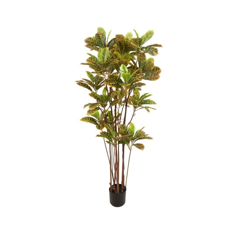 Lot de 4 - Plante artificielle croton toucher réel en pot, 150 cm - mix 