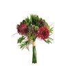 Lot de 12 - Bouquet artificiel avec fleurs gomphrena X6, 35 cm - bordeaux 