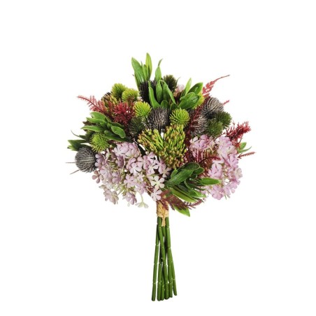 Lot de 12 - Bouquet artificiel avec fleurs boules de neige X6, 33 cm - lilas 