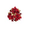 Lot de 24 - Couronne artificielle de bougie hortensia, baies, noix et blé, 12,5 cm - rouge or 
