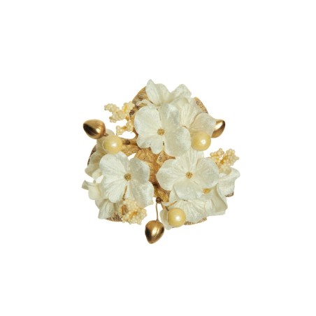 Lot de 24 - Couronne artificielle de bougie hortensia, baies, noix et blé, 12,5 cm - crème or 