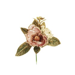 Lot de 36 - Pic artificiel de magnolia, baies et feuillage, 17 cm - rose 