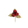 Lot de 48 - Pic artificiel de houx, pommes et baies, 14 cm - rouge or 