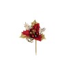 Lot de 48 - Pic artificiel de houx, baies, blé et fougère, 14 cm - rouge or 