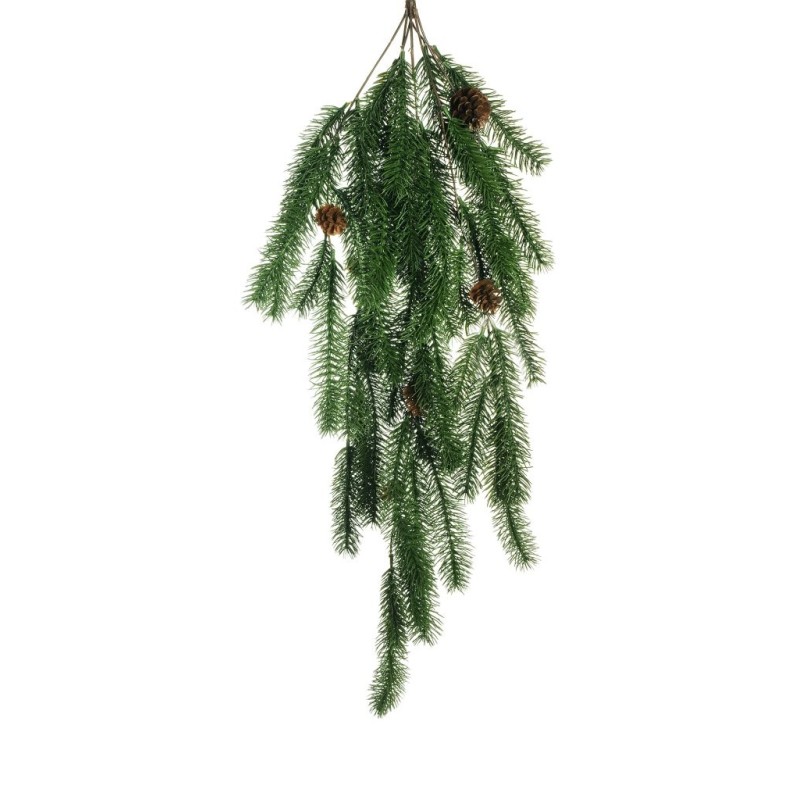 Lot de 6 - Buisson suspendu artificiel de pin X7 avec pommes de pin, 86 cm - vert 