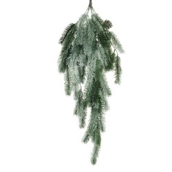Lot de 6 - Buisson suspendu artificiel de pin enneigé X7 avec pommes de pin, 86 cm - blanc vert 