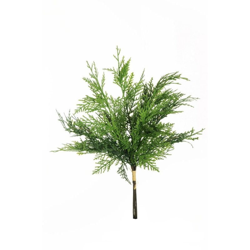Lot de 6 - Bouquet artificiel de cyprès caoutchouc X3, 48 cm - vert 