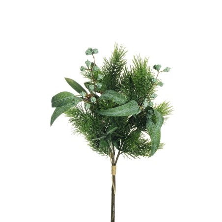 Lot de 6 - Bouquet artificiel de pin et eucalyptus granito X3 avec pommes de pin, 56 cm - vert 