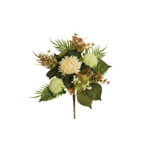 Lot de 8 - Demi-buisson artificiel de chrysanthème araignée et cordyfolium X7, 48 cm - blanc crème 