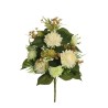 Lot de 6 - Demi-buisson artificiel de chrysanthème araignée et cordyfolium X11, 60 cm - blanc crème 