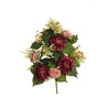 Lot de 6 - Demi-buisson artificiel de chrysanthème araignée et cordyfolium X11, 60 cm - violet foncé mauve 