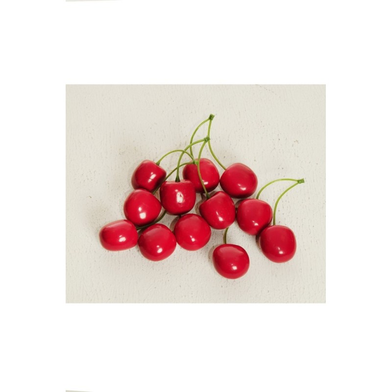 Lot de 48 - Double cerise artificielle, 6,5 cm - rouge 
