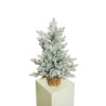 Lot de 2 - Sapin artificiel de Noël enneigé en pot toile de jute, 70 cm - blanc 