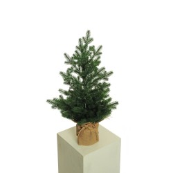 Lot de 2 - Sapin artificiel de Noël en pot toile de jute, 70 cm - vert 