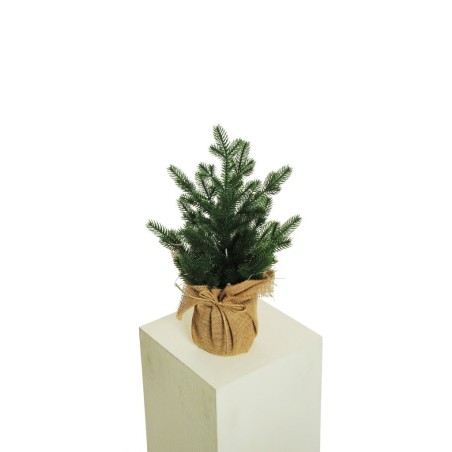 Lot de 4 - Sapin artificiel de Noël en pot toile de jute, 50 cm - vert 