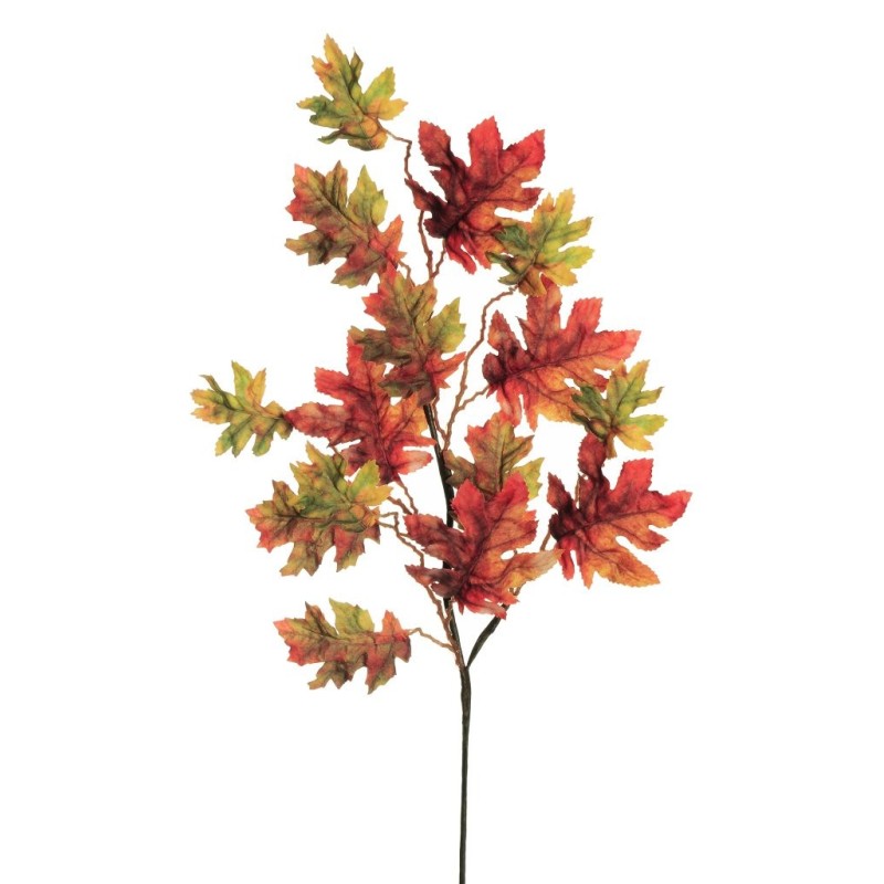 Lot de 24 - Tige artificielle de chêne X15 feuilles, 81 cm - orange vert jaune 