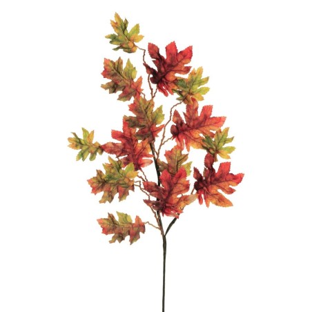 Lot de 24 - Tige artificielle de chêne X15 feuilles, 81 cm - orange vert jaune 