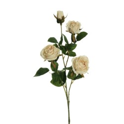 Lot de 24 - Tige artificielle de boutons de rose X4, 70 cm - crème 