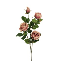 Lot de 24 - Tige artificielle de boutons de rose X4, 70 cm - rose 