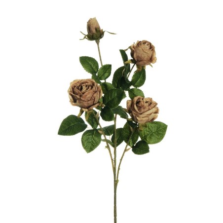 Lot de 24 - Tige artificielle de boutons de rose X4, 70 cm - marron clair 