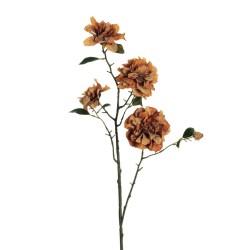 Lot de 12 - Longue tige artificielle de camélia, 95 cm - moutarde 
