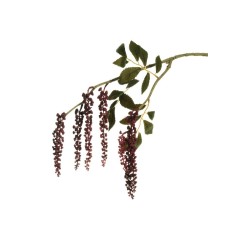 Lot de 12 - Tige suspendue artificielle de phytolacca caoutchouc X2, 75 cm - bordeaux 