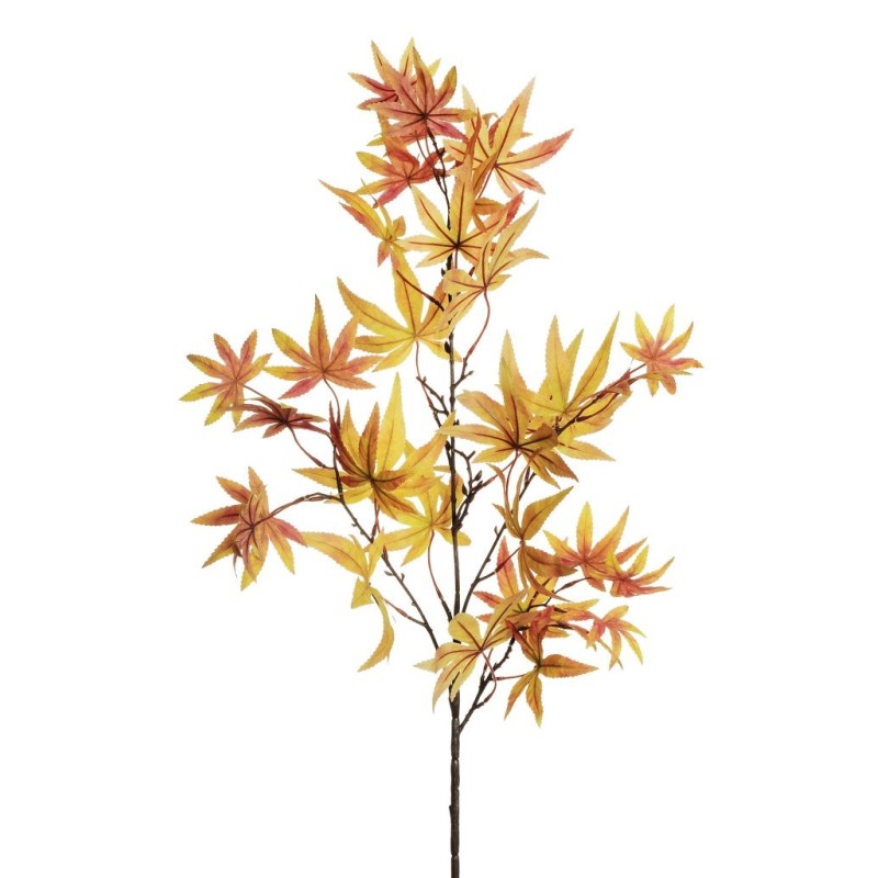 Lot de 12 - Branche artificielle d'érable impression 3D, 113 cm - jaune bordeaux 
