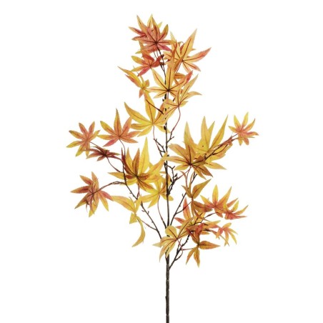 Lot de 12 - Branche artificielle d'érable impression 3D, 113 cm - jaune bordeaux 