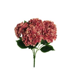 Lot de 12 - Buisson artificiel d'hortensia d'automne X5, 49 cm - orange mauve 
