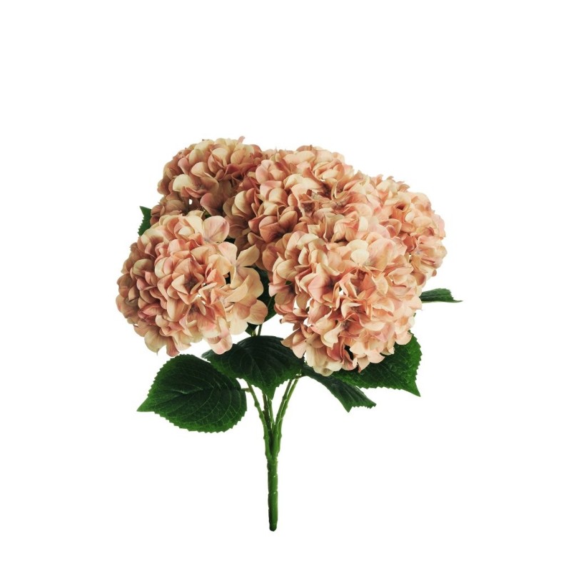 Lot de 12 - Buisson artificiel d'hortensia d'automne X5, 49 cm - marron clair écru 