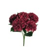 Lot de 12 - Buisson artificiel d'hortensia d'automne X5, 49 cm - bordeaux automne 