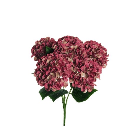 Lot de 12 - Buisson artificiel d'hortensia d'automne X5, 49 cm - violet rose 