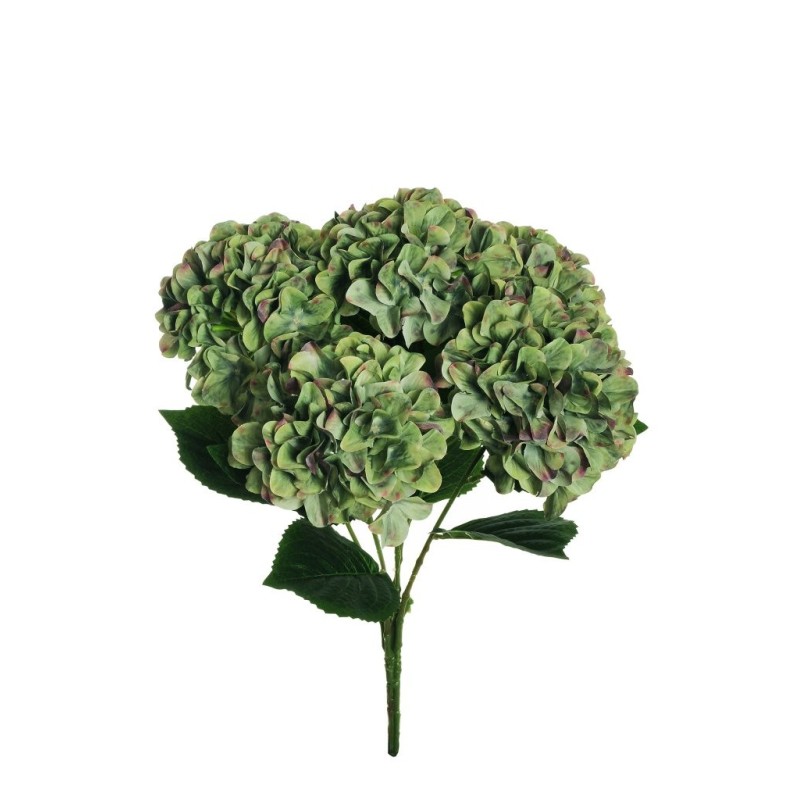 Lot de 12 - Buisson artificiel d'hortensia d'automne X5, 49 cm - vert violet 