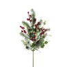 Lot de 18 - Tige plate artificielle de pin nobilis, eucalyptus, baies et lierre D. 24 cm, 52 cm - vert gris rouge 