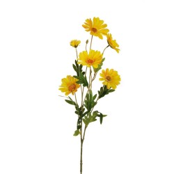 Lot de 24 Daisy tige avec 5 fleurs et 1 bouton ouvert, 79 cm artificiel jaune n° 2 