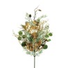 Lot de 18 - Tige plate artificielle de thuya, acacia, myrte et pommes de pin métallisée D. 35 cm, 70 cm - vert gris or 