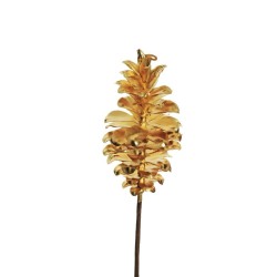 Lot de 12 - Pomme de pin artificielle moyenne métallisée, 49 cm - or 