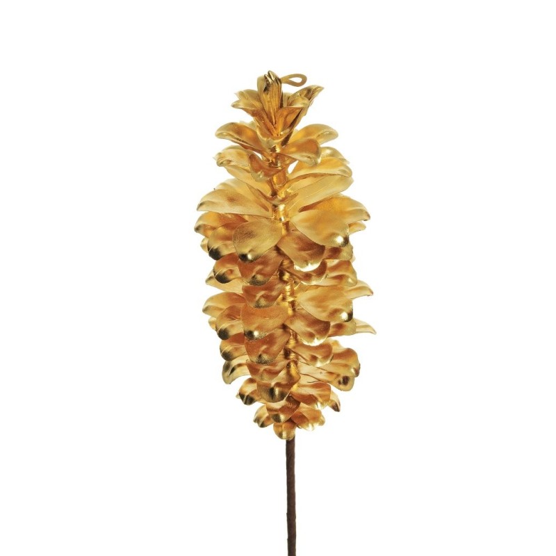 Lot de 12 - Grosse pomme de pin artificielle métallisée, 54 cm - or 