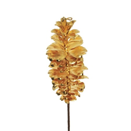 Lot de 12 - Grosse pomme de pin artificielle métallisée, 54 cm - or 