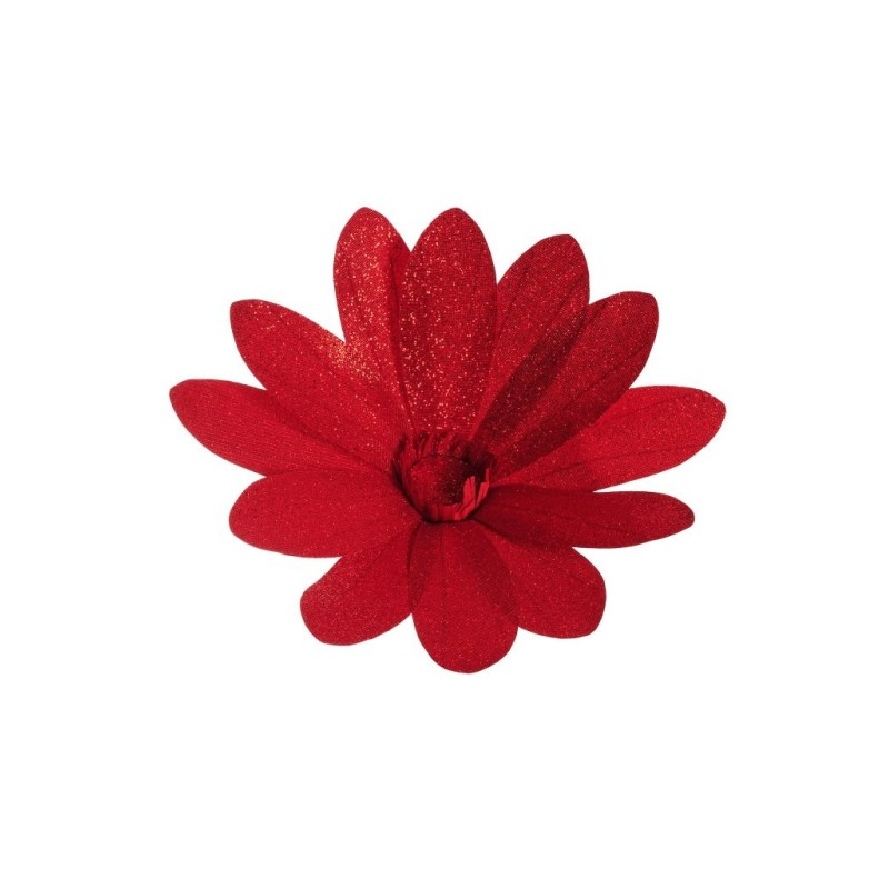 Lot de 12 - Tête artificielle de cosmos géante de Noël métallisée D. 50 cm, 50 cm - rouge 