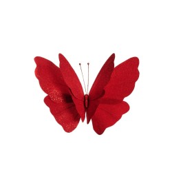 Lot de 24 - Papillon artificiel de Noël géant métallisé D. 45 cm, 50 cm - rouge 