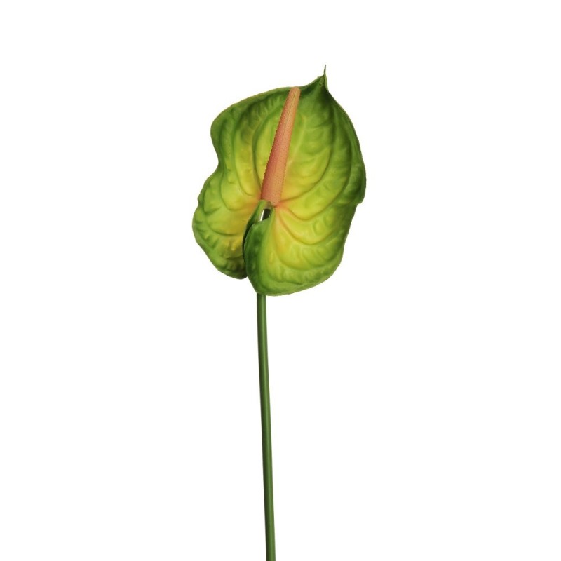 Lot de 24 - Anthurium artificiel caoutchouc, 69 cm - vert rose 