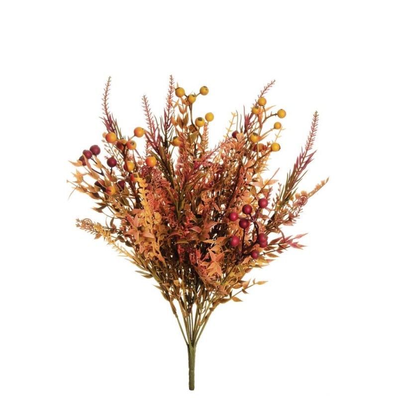 Lot de 12 - Buisson artificiel d'automne X12 avec baies et verdure, 51 cm - orange bordeaux violet 