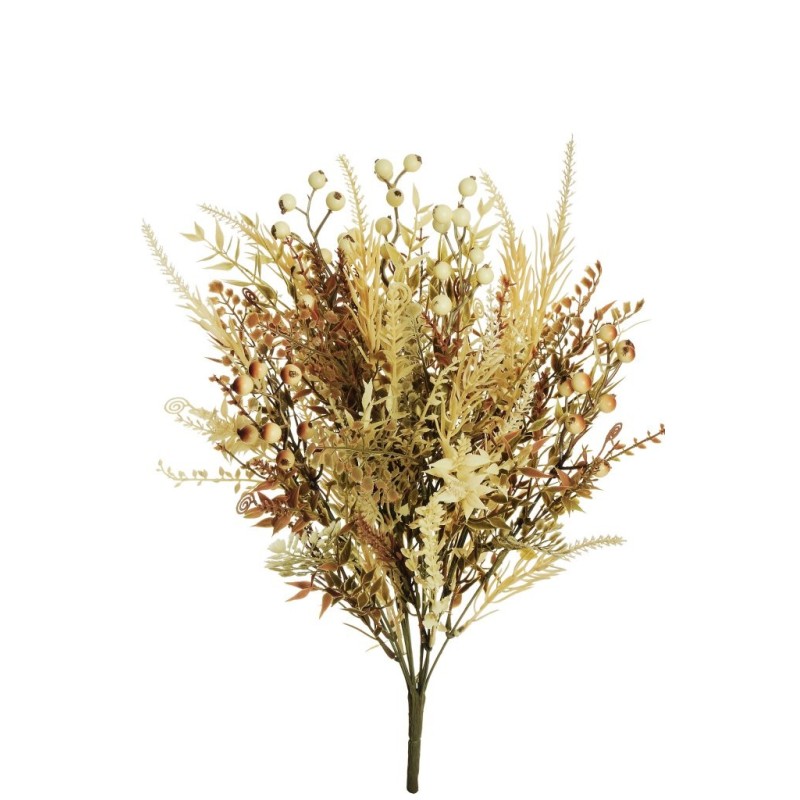 Lot de 12 - Buisson artificiel d'automne X12 avec baies et verdure, 51 cm - crème marron 