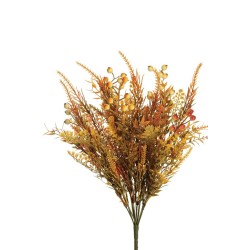 Lot de 12 - Buisson artificiel d'automne X12 avec baies et verdure, 51 cm - orange jaune 