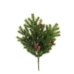 Lot de 6 - Buisson artificiel de pin X5 avec pommes de pin, 47 cm - vert 