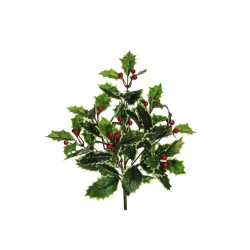 Lot de 16 - Buisson artificiel de houx toucher réel X7 avec baies, 38 cm - panaché 