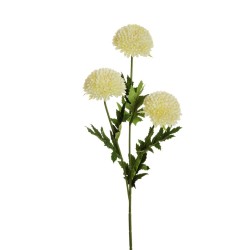 Lot de 24 - Tige artificielle de chrysanthème ping-pong X3, 65 cm - crème 